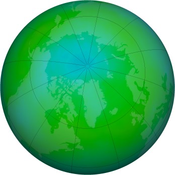Arctic ozone map for 1999-08